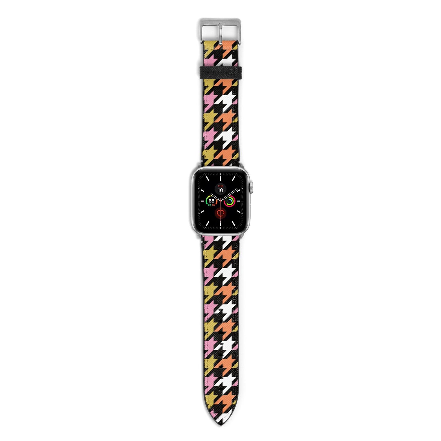 Retro Houndstooth Apple Watch Strap with Silver Hardware