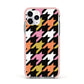 Retro Houndstooth Apple iPhone 11 Pro in Silver with Pink Impact Case
