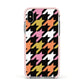 Retro Houndstooth Apple iPhone Xs Impact Case Pink Edge on Silver Phone