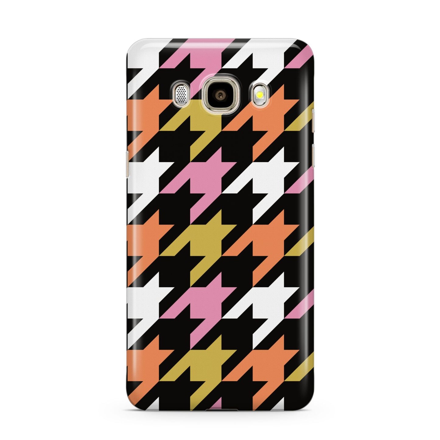 Retro Houndstooth Samsung Galaxy J7 2016 Case on gold phone