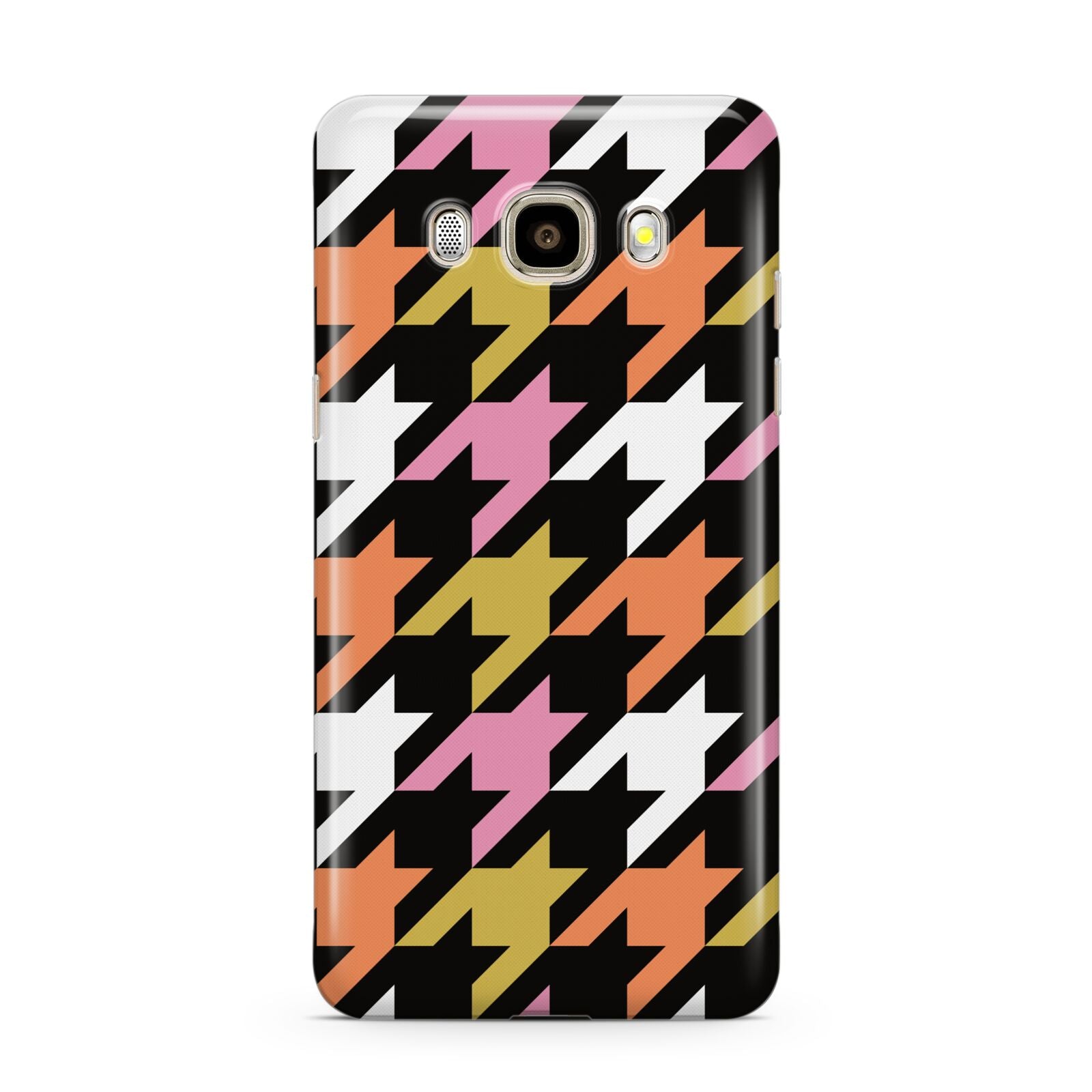 Retro Houndstooth Samsung Galaxy J7 2016 Case on gold phone
