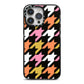 Retro Houndstooth iPhone 14 Pro Max Black Impact Case on Silver phone