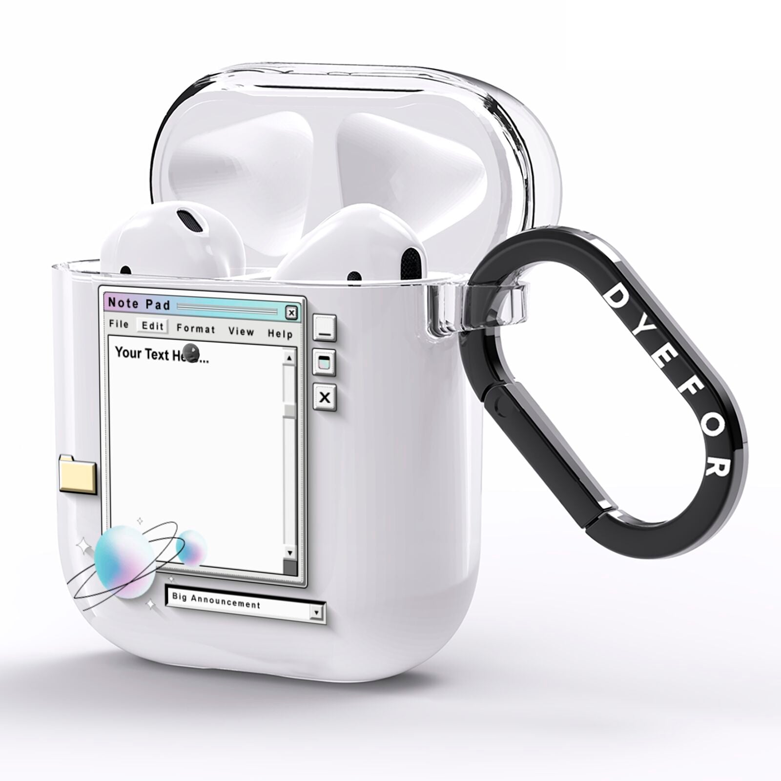 Retro Note Pad AirPods Clear Case Side Image