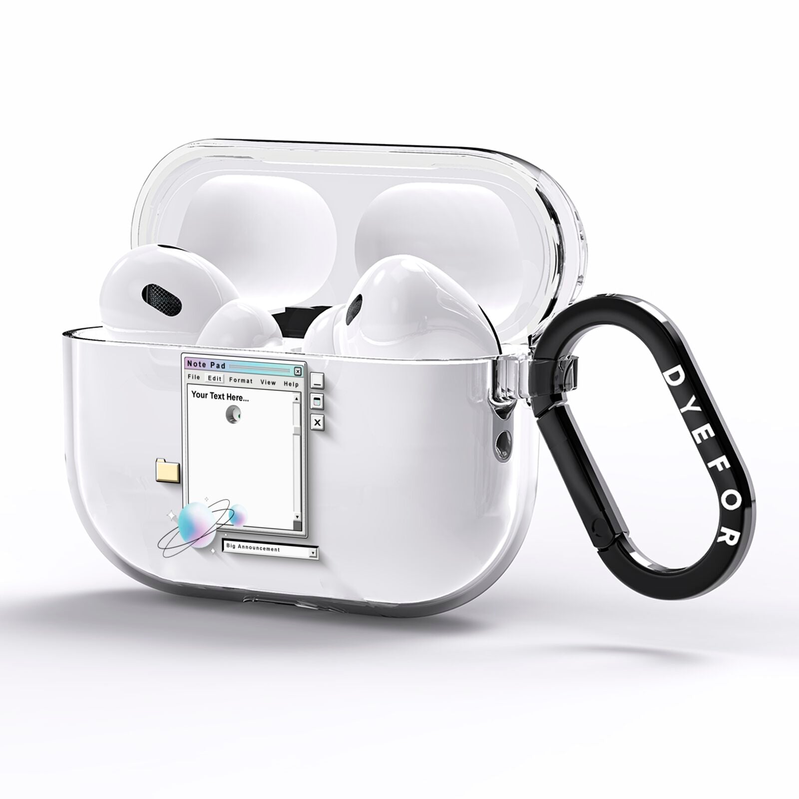 Retro Note Pad AirPods Pro Clear Case Side Image
