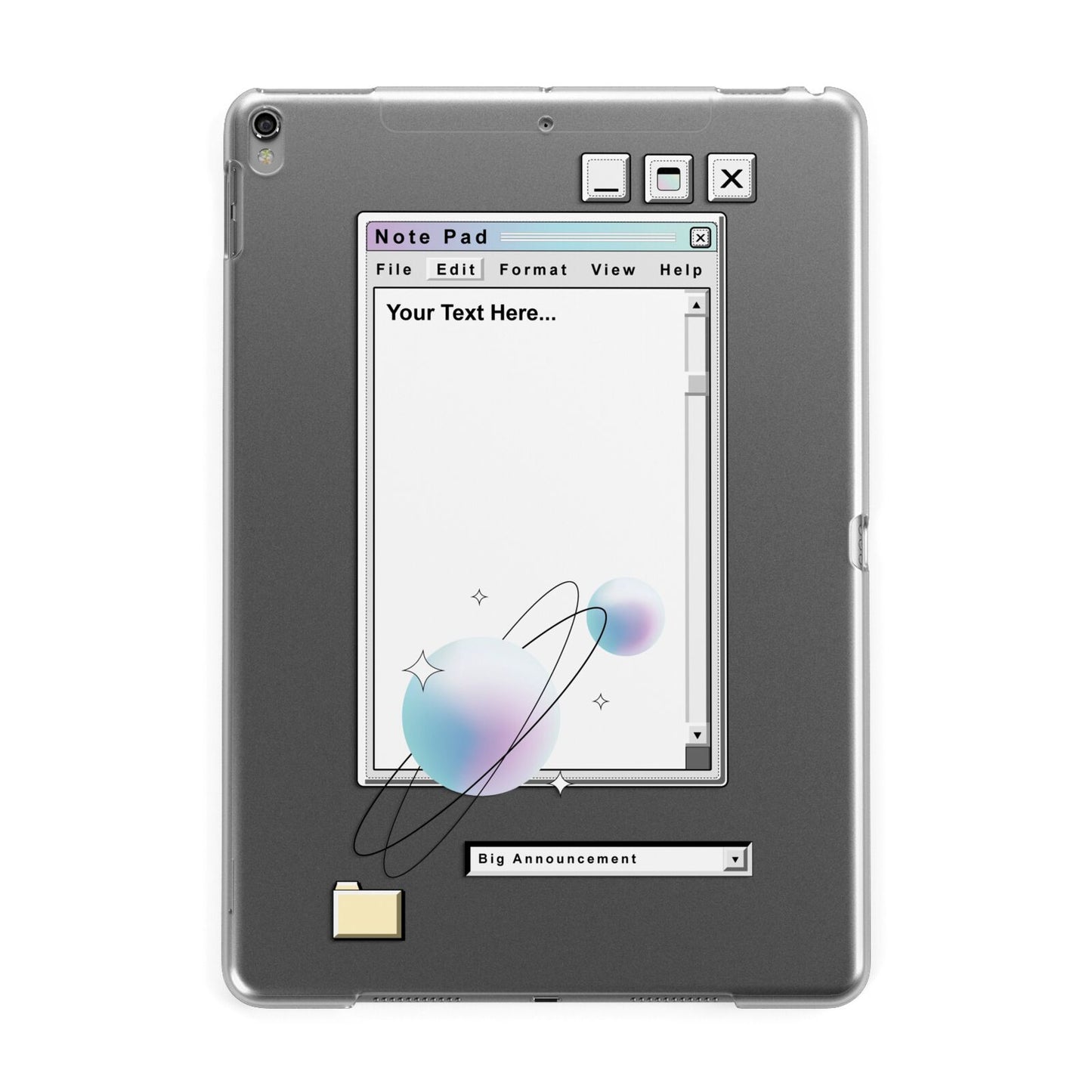 Retro Note Pad Apple iPad Grey Case
