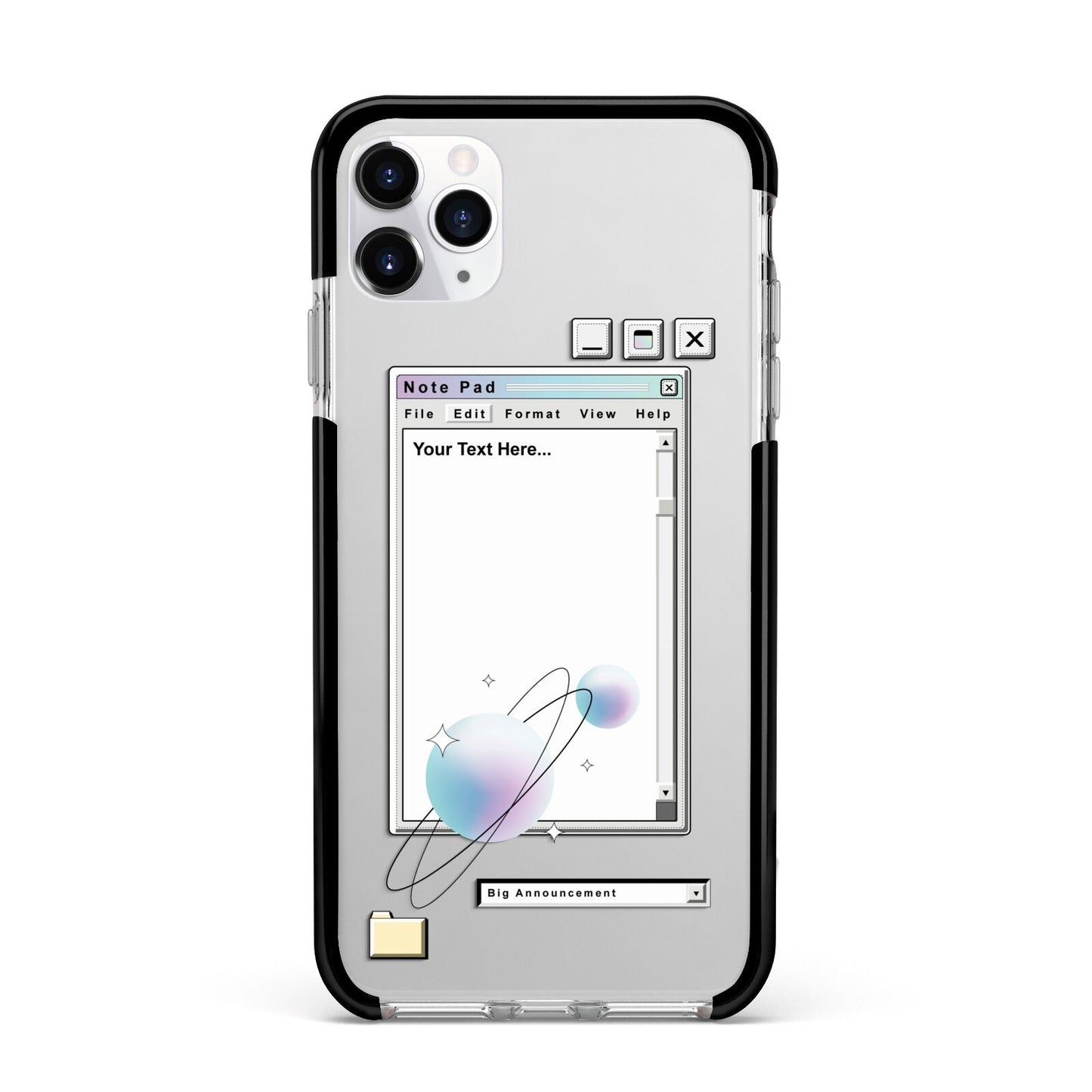 Retro Note Pad Apple iPhone 11 Pro Max in Silver with Black Impact Case