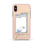 Retro Note Pad Apple iPhone Xs Impact Case Pink Edge on Gold Phone