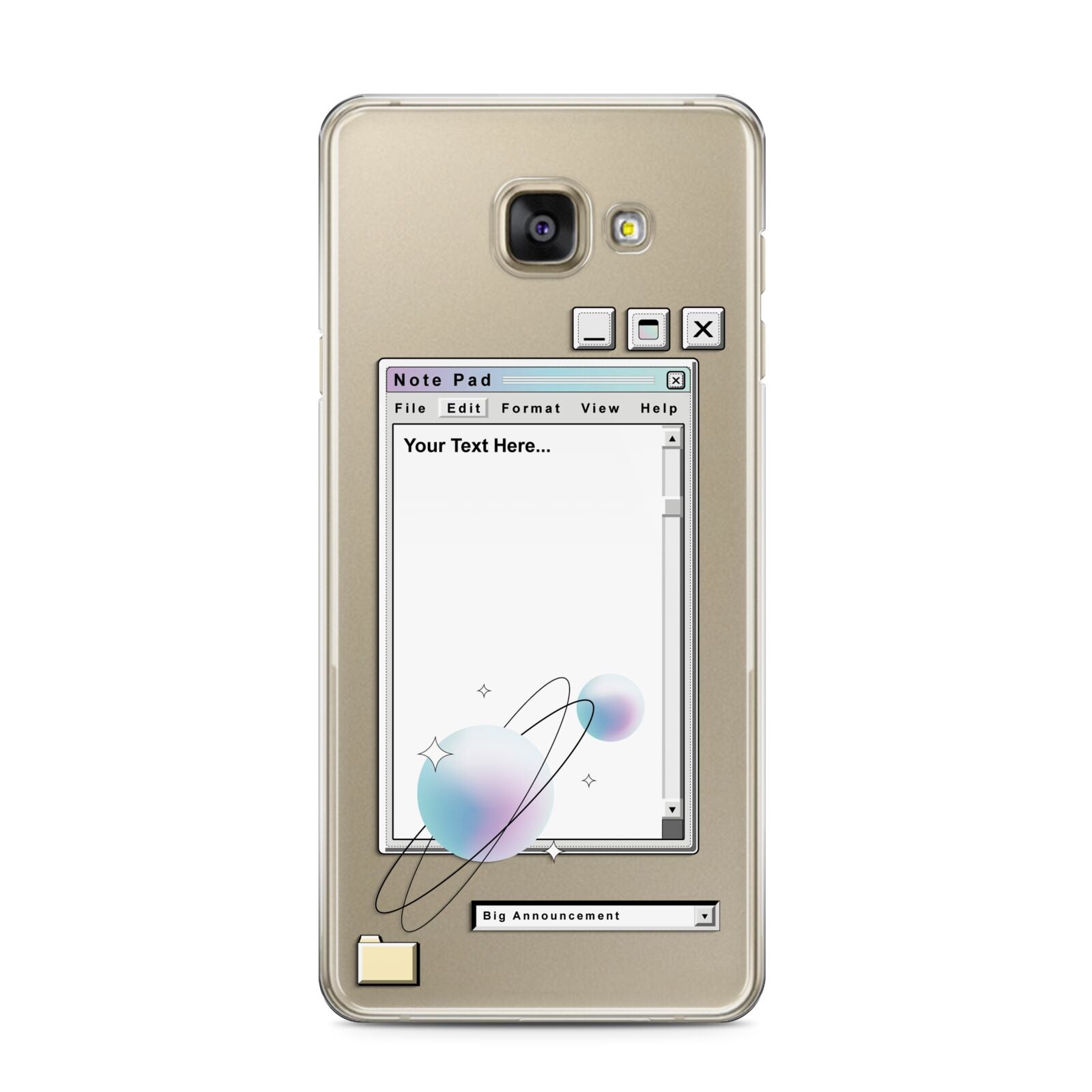 Retro Note Pad Samsung Galaxy A3 2016 Case on gold phone
