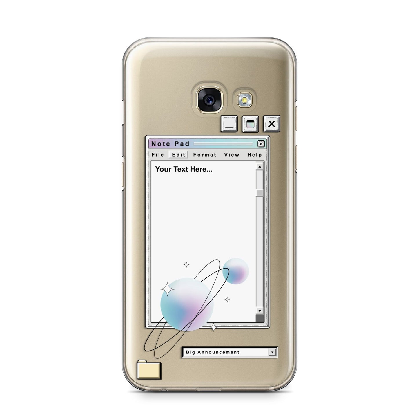 Retro Note Pad Samsung Galaxy A3 2017 Case on gold phone