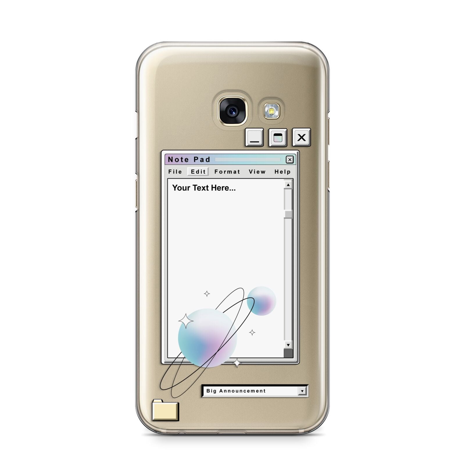 Retro Note Pad Samsung Galaxy A3 2017 Case on gold phone