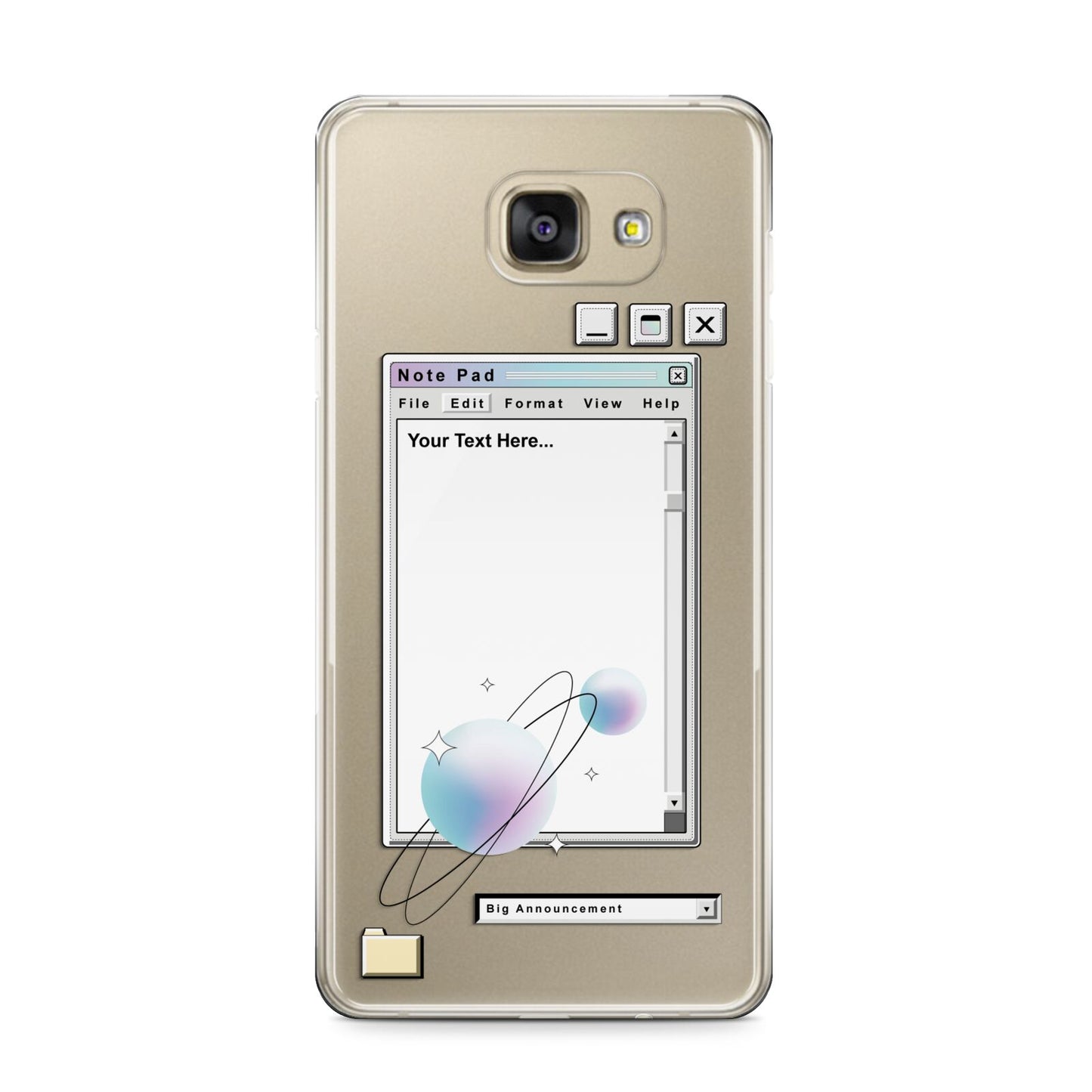 Retro Note Pad Samsung Galaxy A9 2016 Case on gold phone