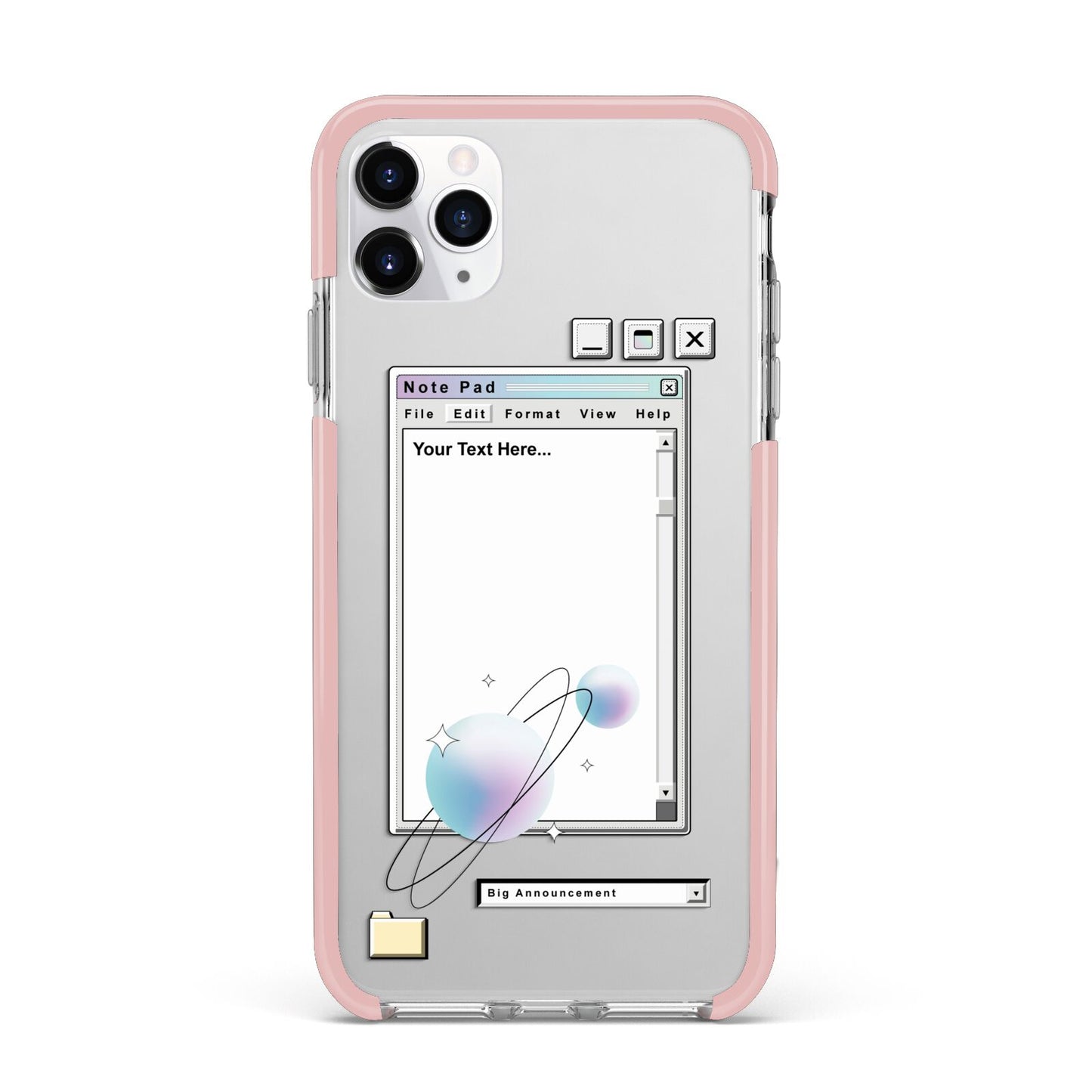Retro Note Pad iPhone 11 Pro Max Impact Pink Edge Case