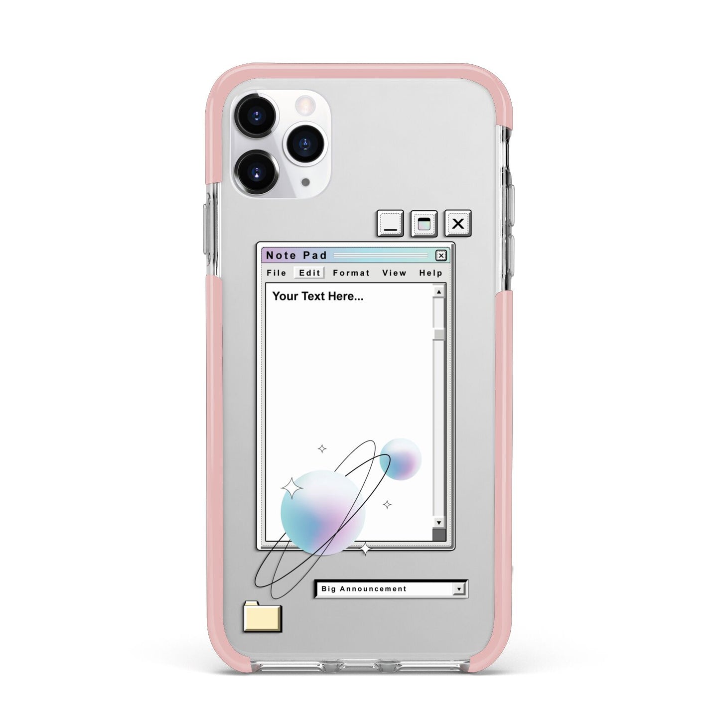 Retro Note Pad iPhone 11 Pro Max Impact Pink Edge Case
