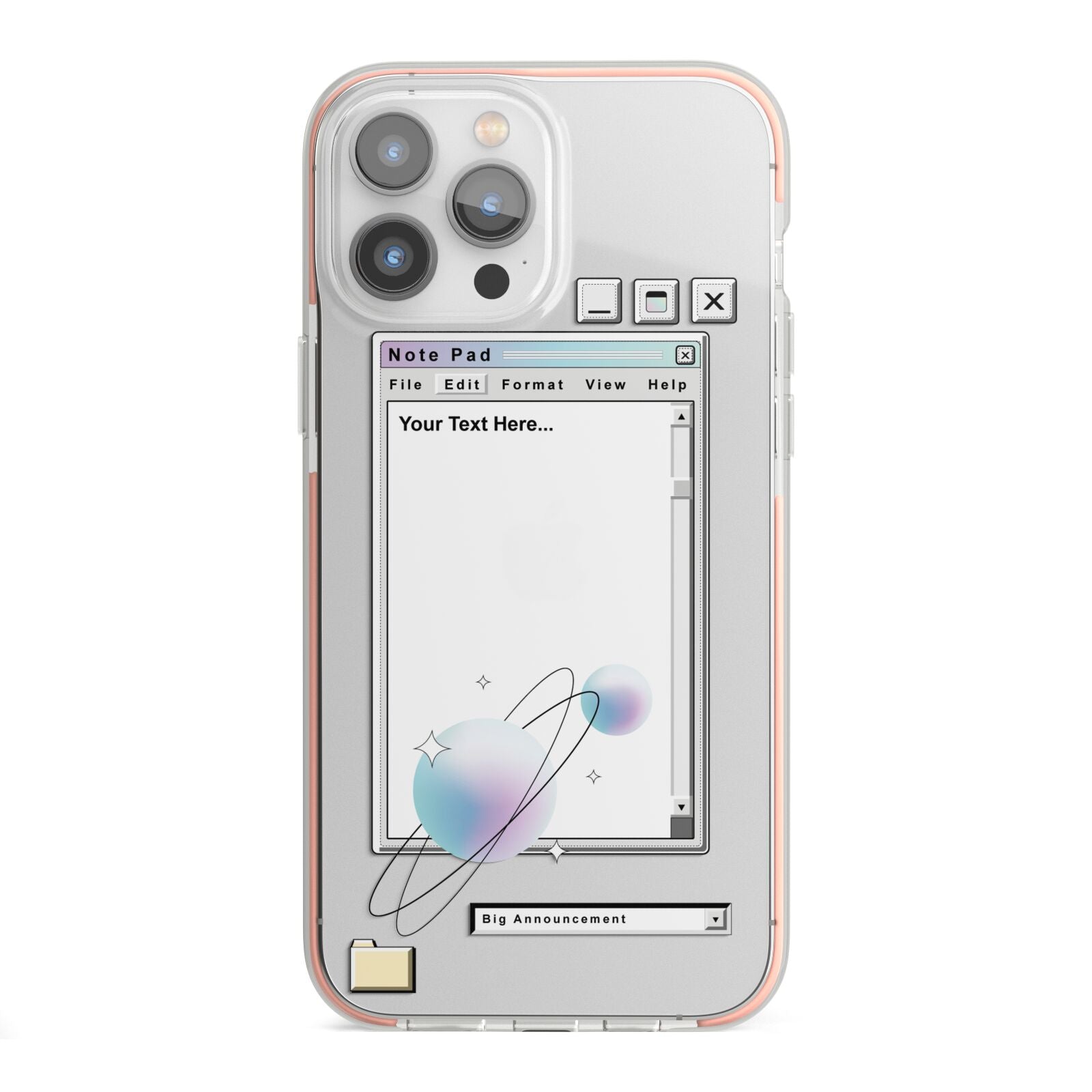 Retro Note Pad iPhone 13 Pro Max TPU Impact Case with Pink Edges