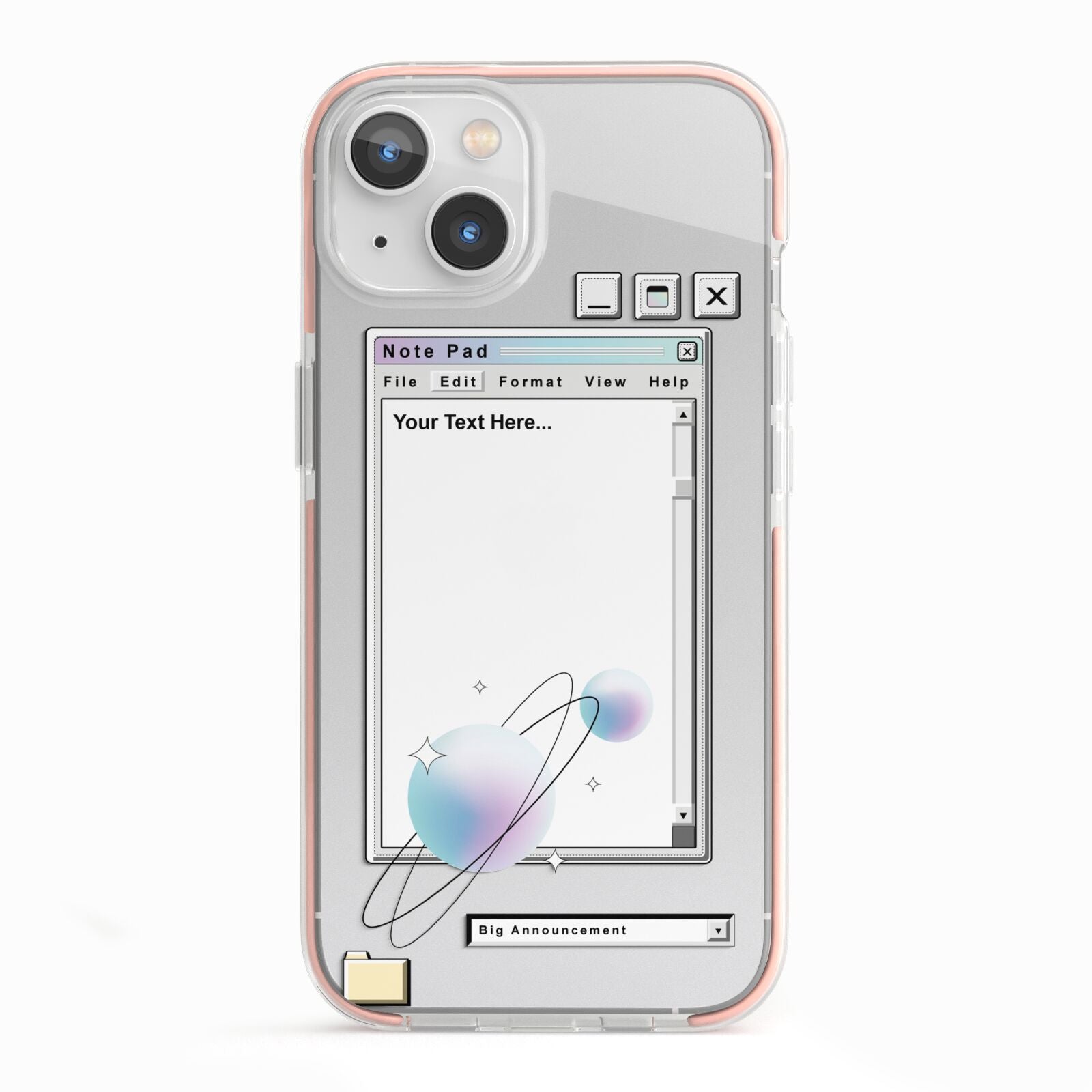 Retro Note Pad iPhone 13 TPU Impact Case with Pink Edges