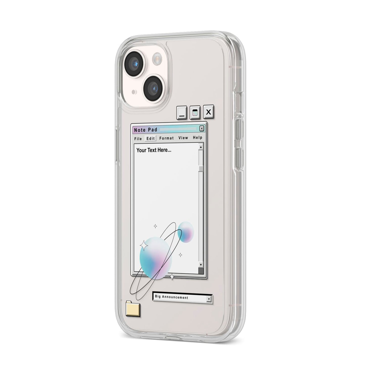 Retro Note Pad iPhone 14 Clear Tough Case Starlight Angled Image