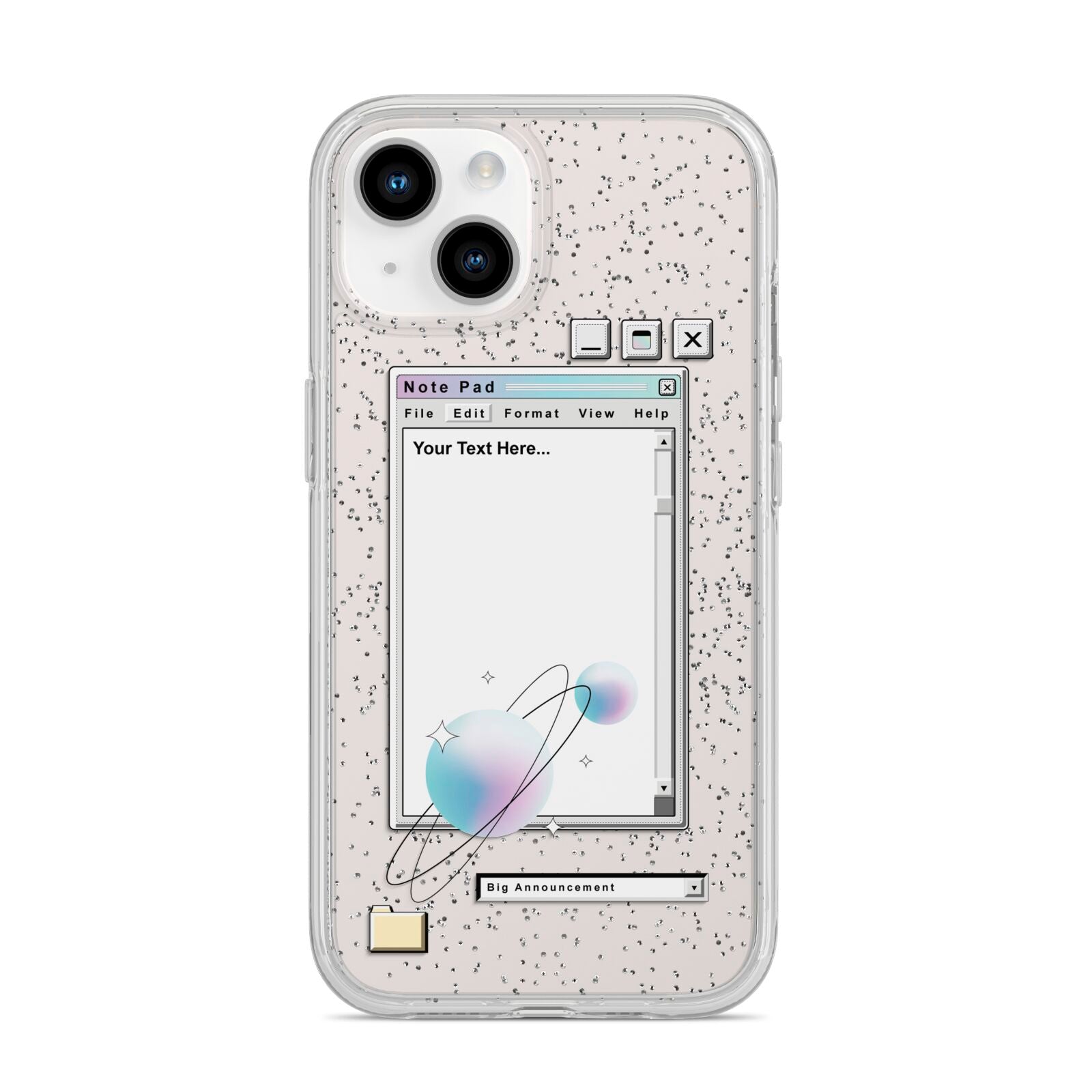 Retro Note Pad iPhone 14 Glitter Tough Case Starlight