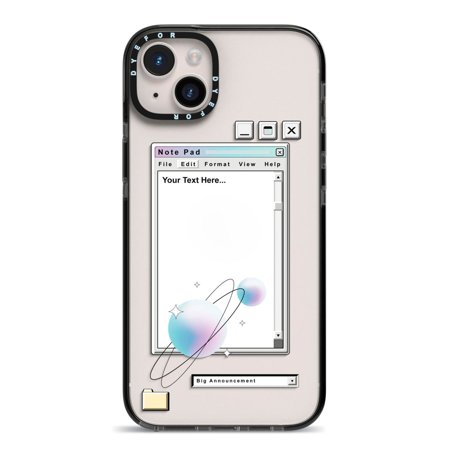 Retro Note Pad iPhone 14 Plus Black Impact Case on Silver phone