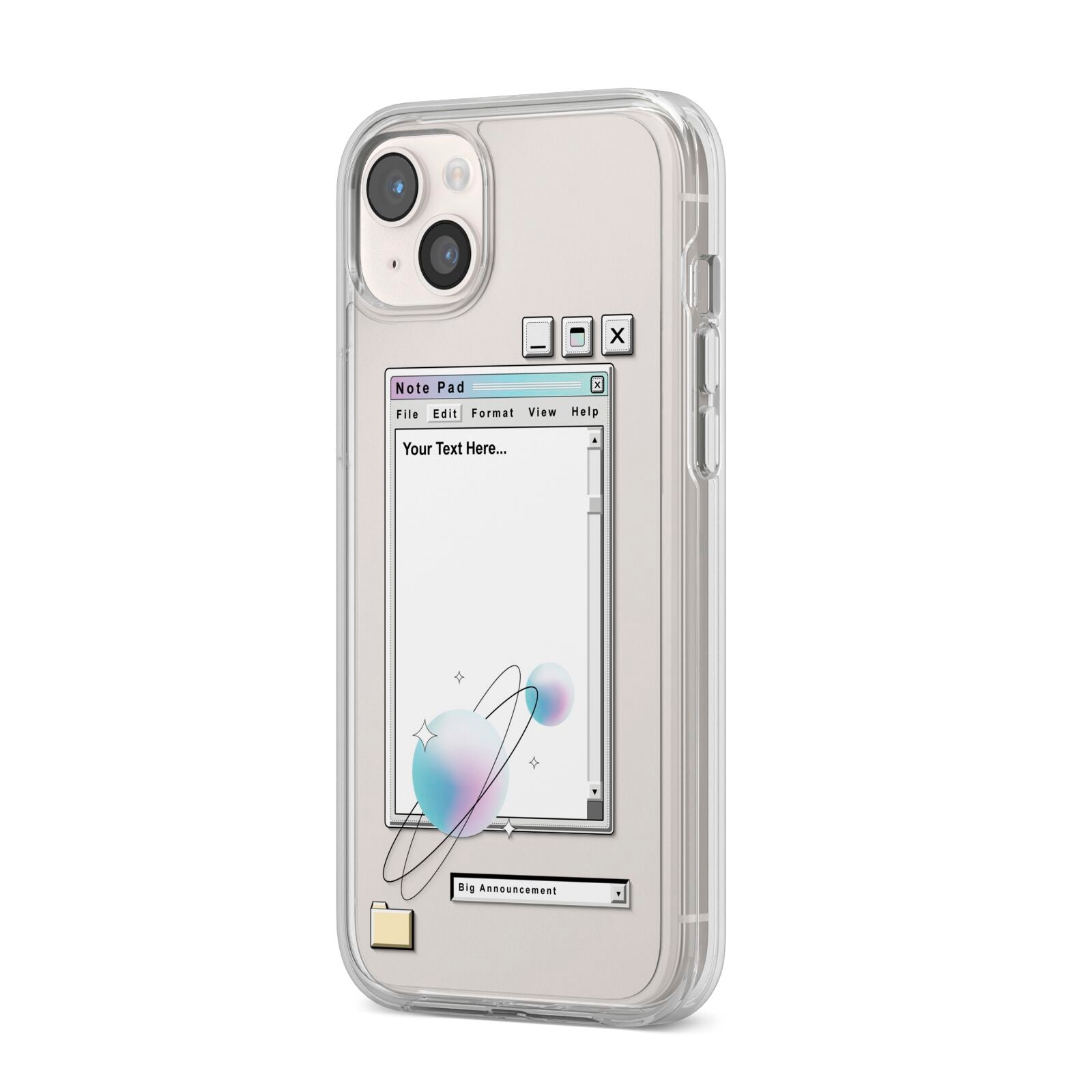 Retro Note Pad iPhone 14 Plus Clear Tough Case Starlight Angled Image