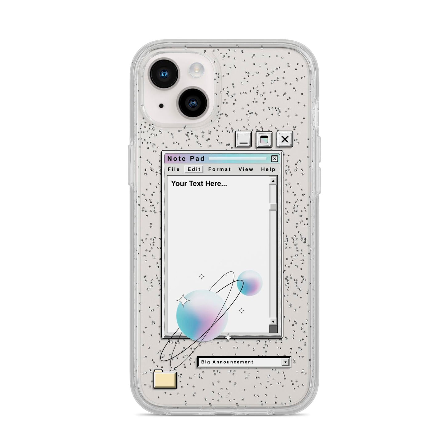 Retro Note Pad iPhone 14 Plus Glitter Tough Case Starlight