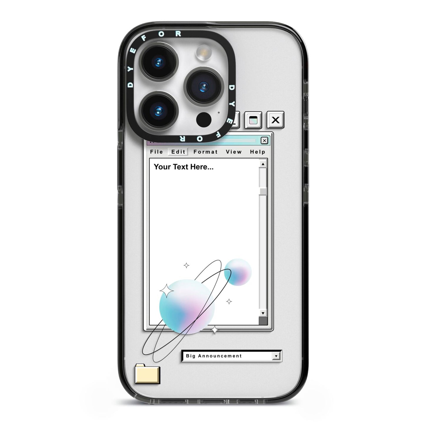 Retro Note Pad iPhone 14 Pro Black Impact Case on Silver phone