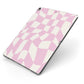 Retro Pink Check Apple iPad Case on Grey iPad Side View