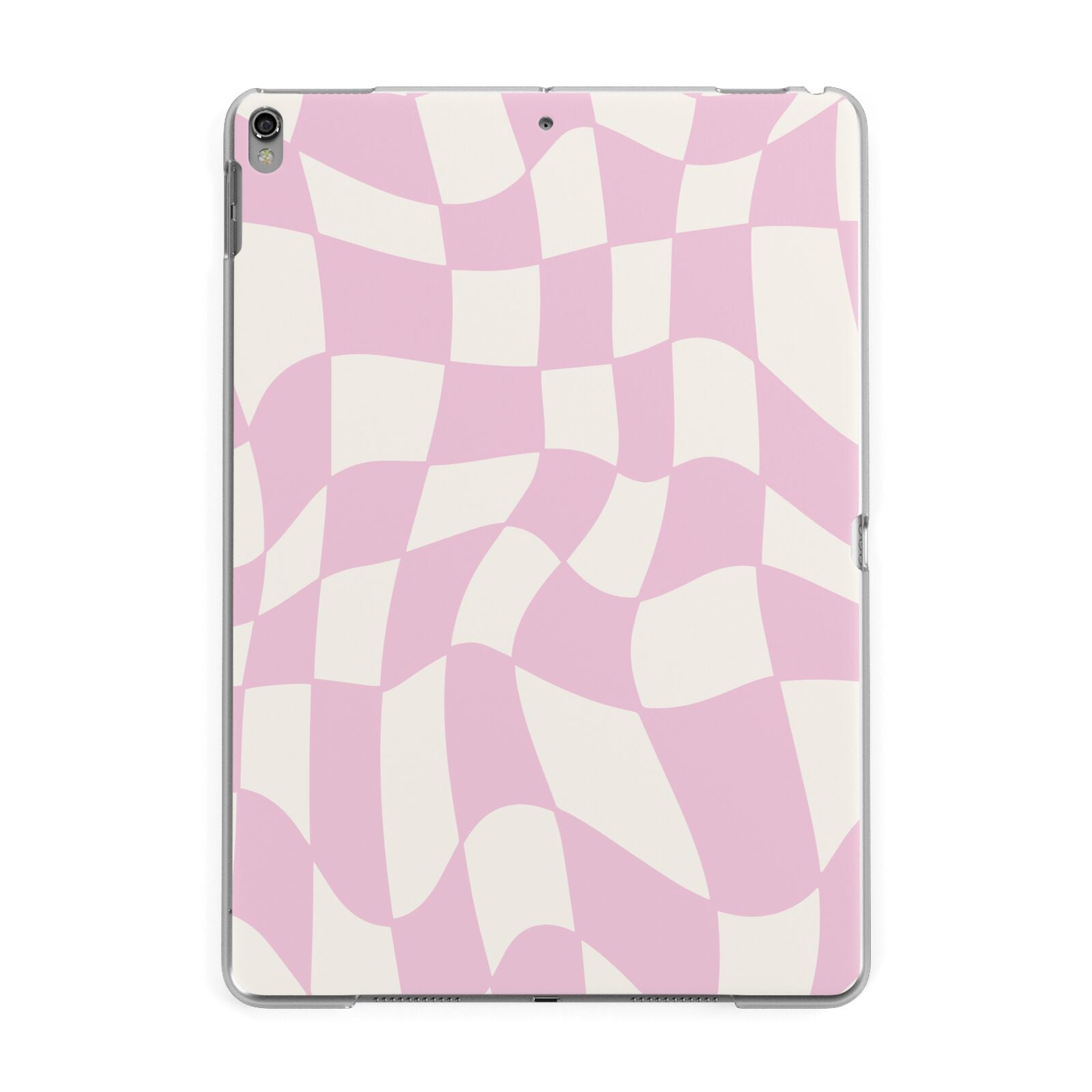 Retro Pink Check Apple iPad Grey Case