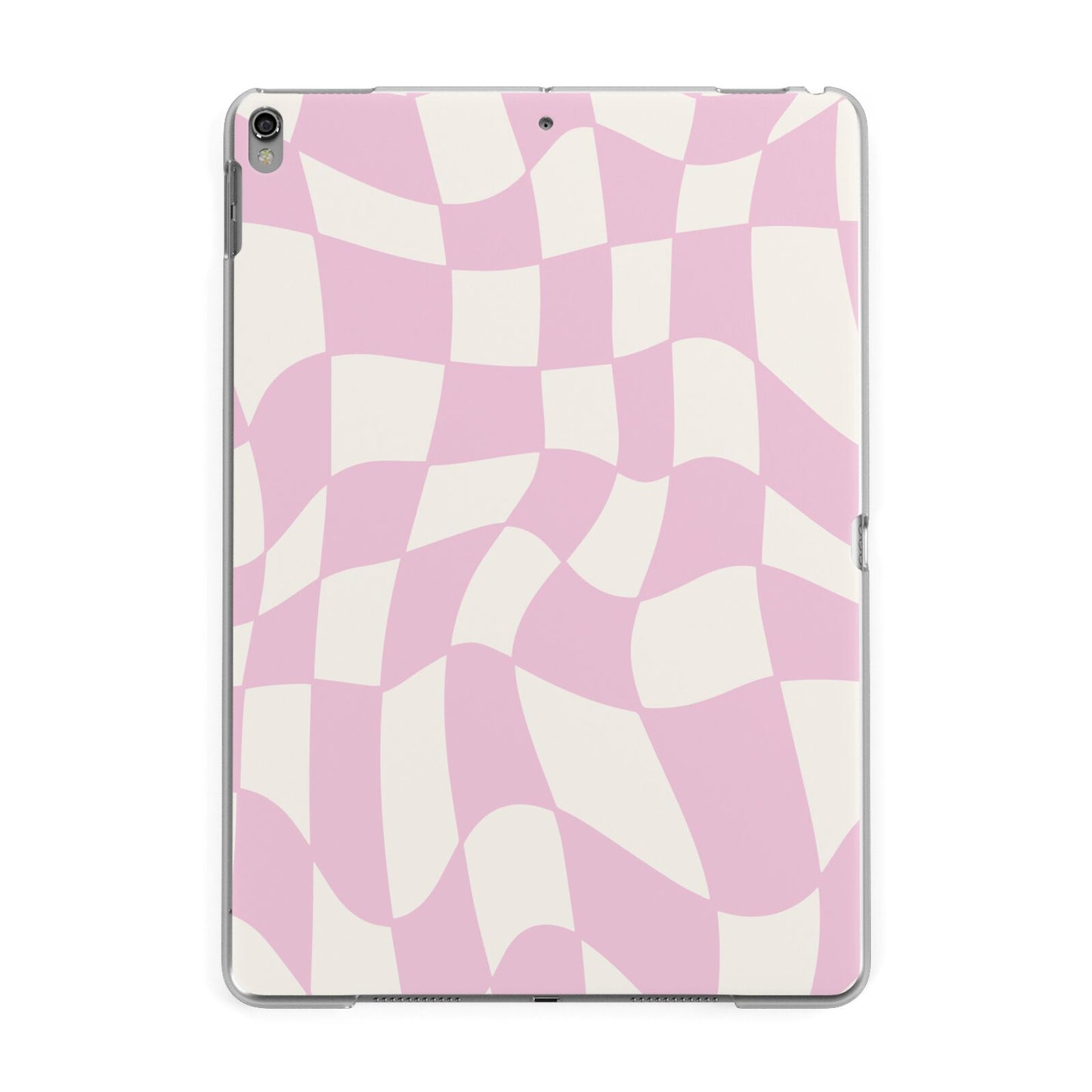 Retro Pink Check Apple iPad Grey Case