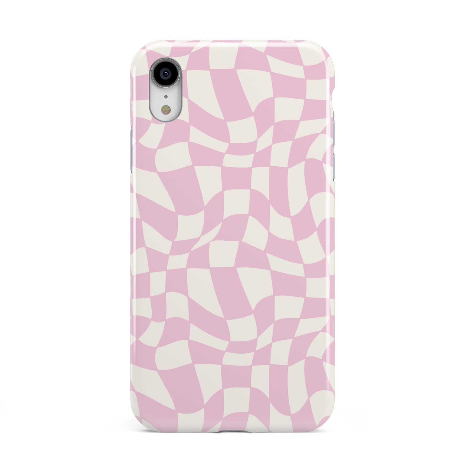 Retro Pink Check Apple iPhone XR White 3D Tough Case