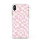 Retro Pink Check Apple iPhone Xs Max Impact Case White Edge on Gold Phone