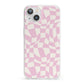 Retro Pink Check iPhone 13 Clear Bumper Case