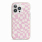 Retro Pink Check iPhone 13 Pro TPU Impact Case with Pink Edges