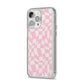 Retro Pink Check iPhone 14 Pro Max Clear Tough Case Silver Angled Image
