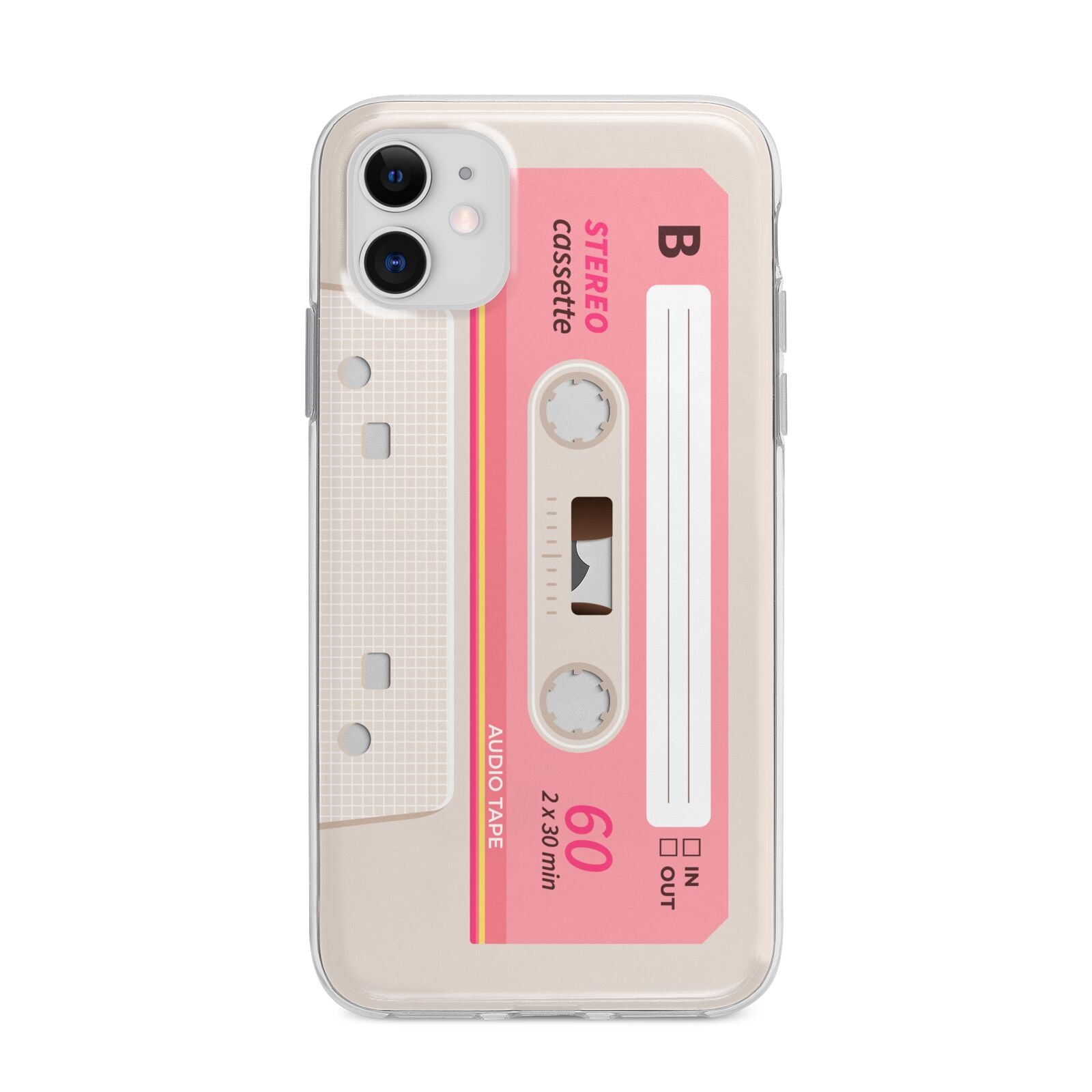Retro Pink Tape Apple iPhone 11 in White with Bumper Case