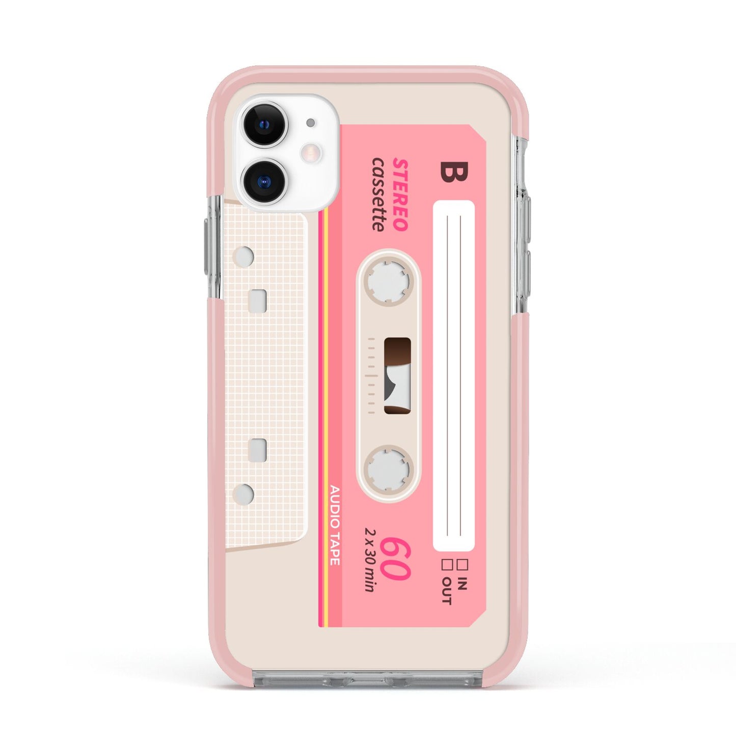 Retro Pink Tape Apple iPhone 11 in White with Pink Impact Case