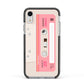 Retro Pink Tape Apple iPhone XR Impact Case Black Edge on Silver Phone