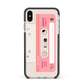 Retro Pink Tape Apple iPhone Xs Max Impact Case Black Edge on Silver Phone