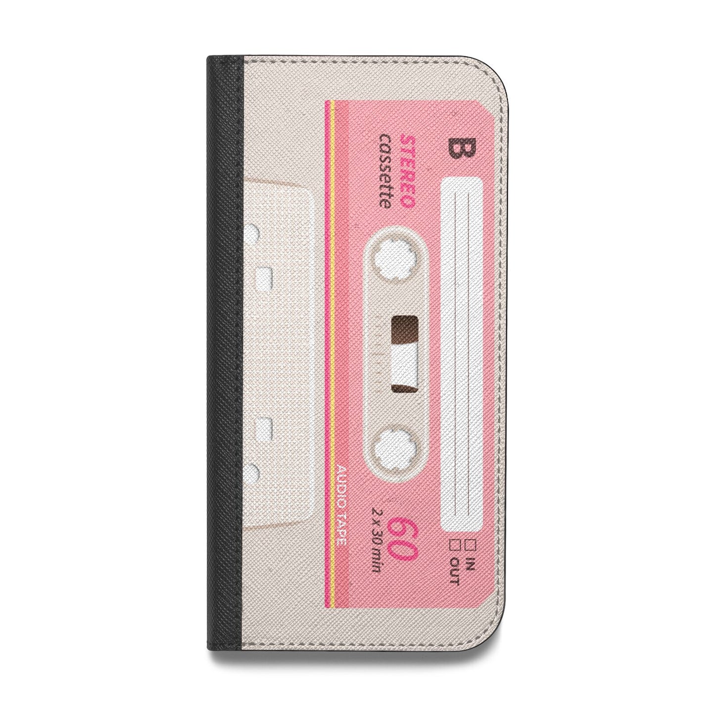 Retro Pink Tape Vegan Leather Flip Samsung Case