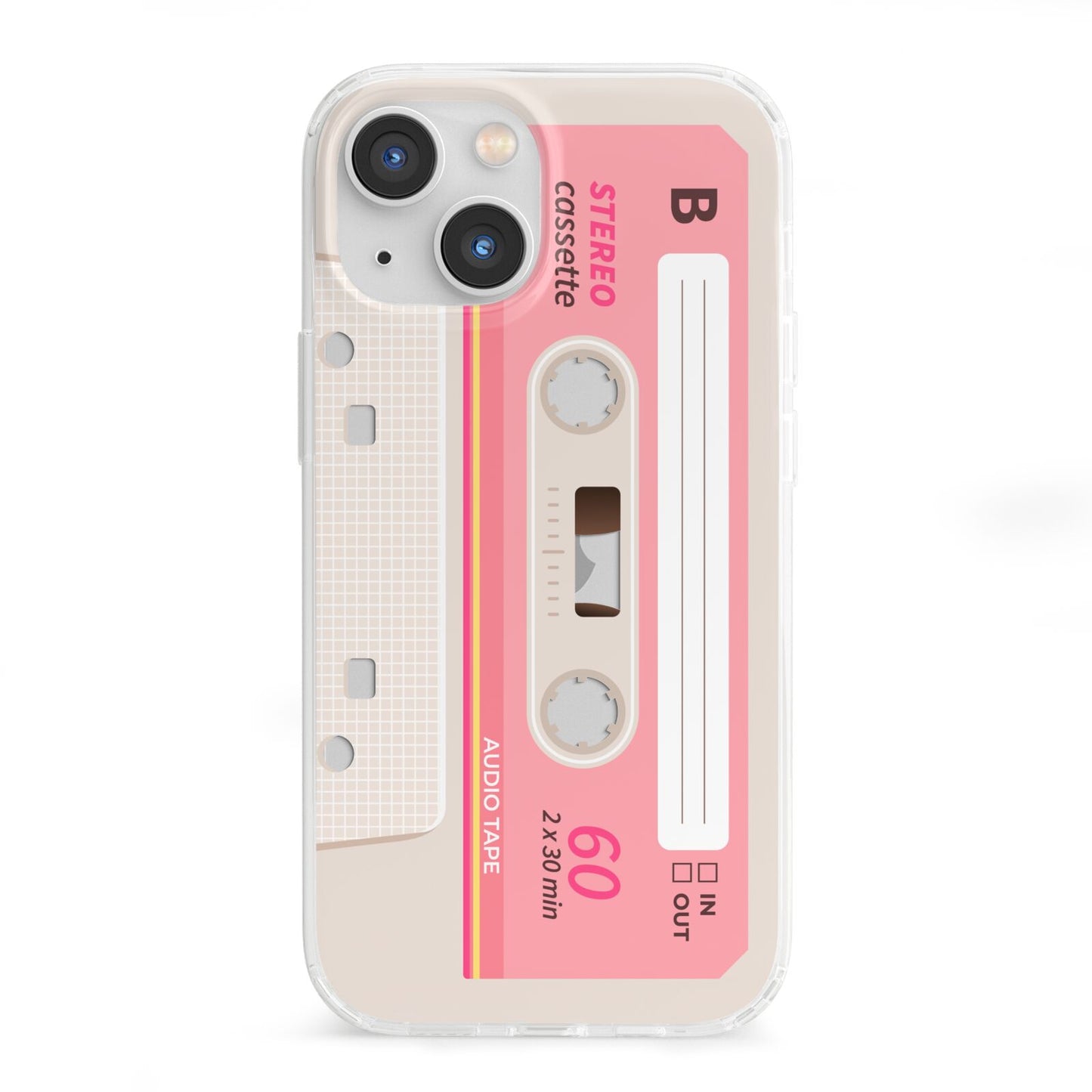 Retro Pink Tape iPhone 13 Mini Clear Bumper Case