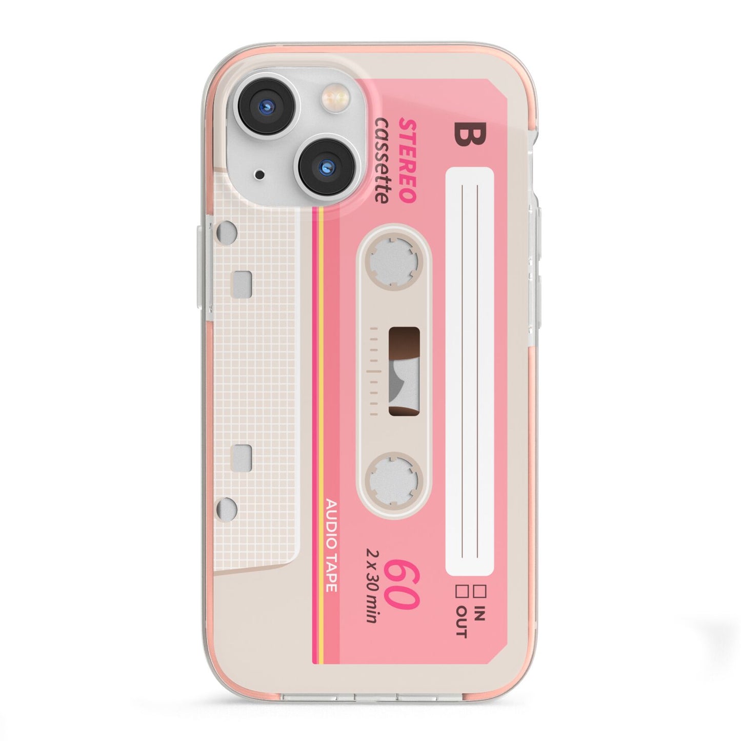 Retro Pink Tape iPhone 13 Mini TPU Impact Case with Pink Edges