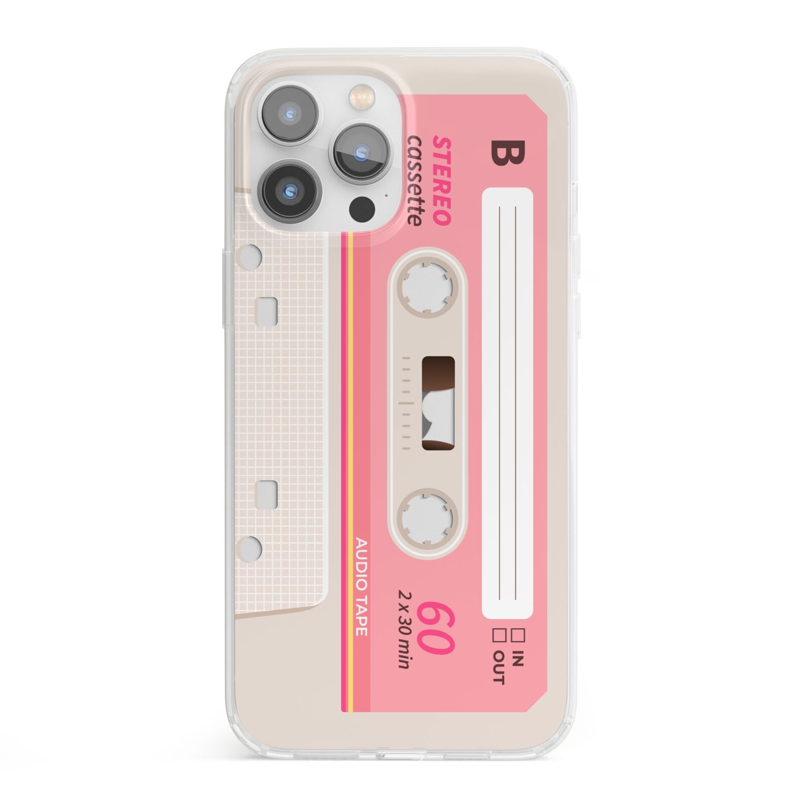 Retro Pink Tape iPhone 13 Pro Max Clear Bumper Case