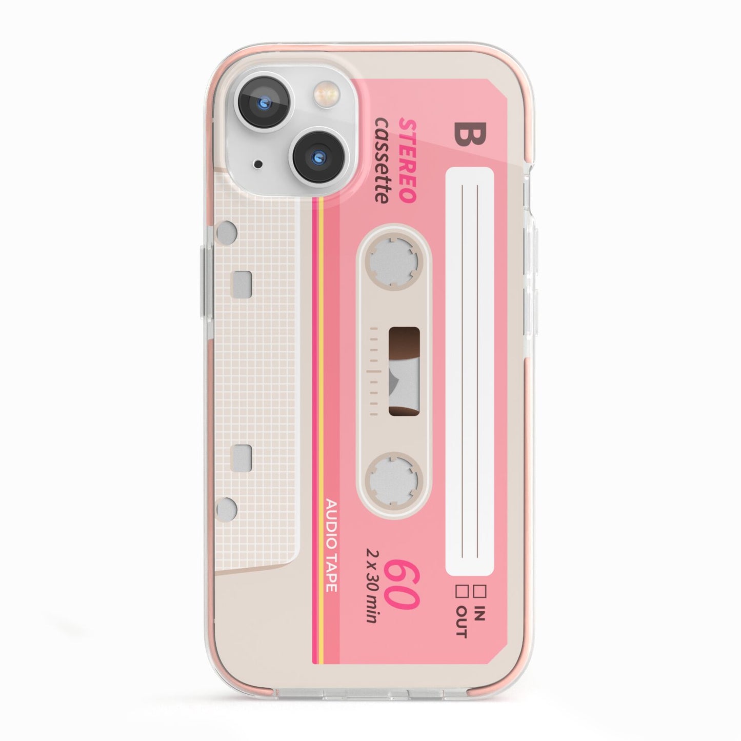 Retro Pink Tape iPhone 13 TPU Impact Case with Pink Edges