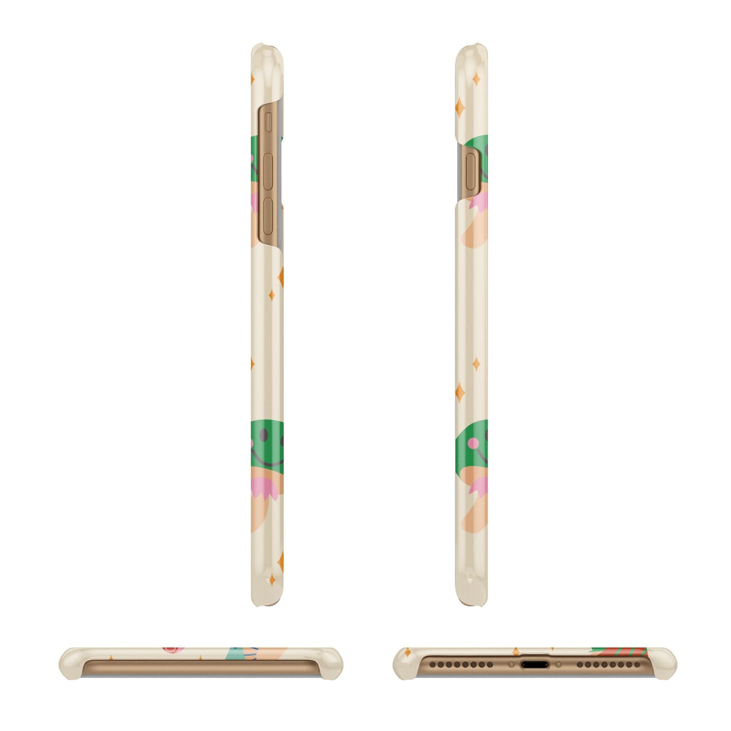 Retro Psychedelic Mushrooms Apple iPhone 7 Plus 3D Wrap Snap Case Angled Images