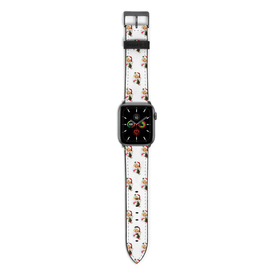 Retro Santa Face Apple Watch Strap with Space Grey Hardware
