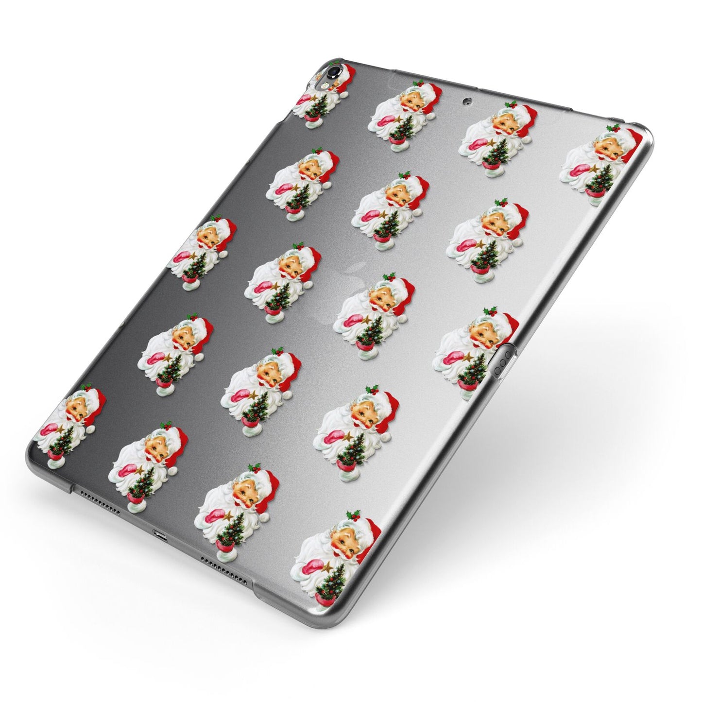 Retro Santa Face Apple iPad Case on Grey iPad Side View