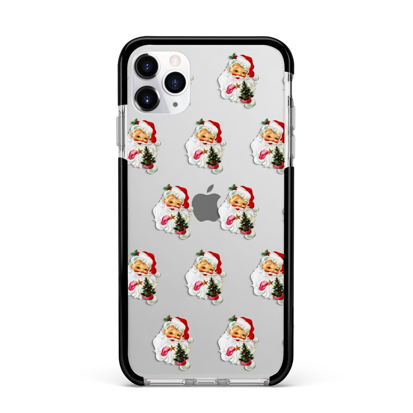 Retro Santa Face Apple iPhone 11 Pro Max in Silver with Black Impact Case