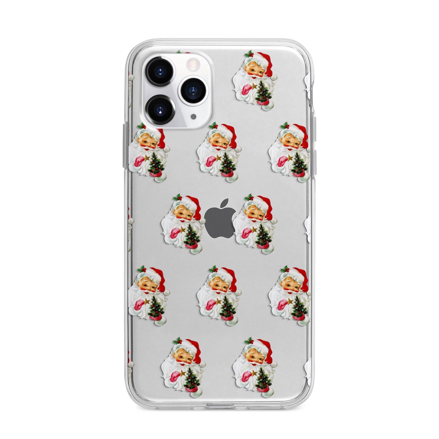 Retro Santa Face Apple iPhone 11 Pro Max in Silver with Bumper Case
