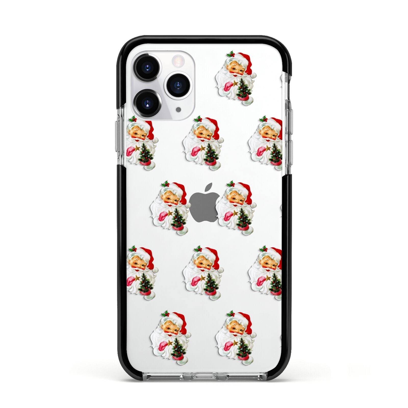 Retro Santa Face Apple iPhone 11 Pro in Silver with Black Impact Case