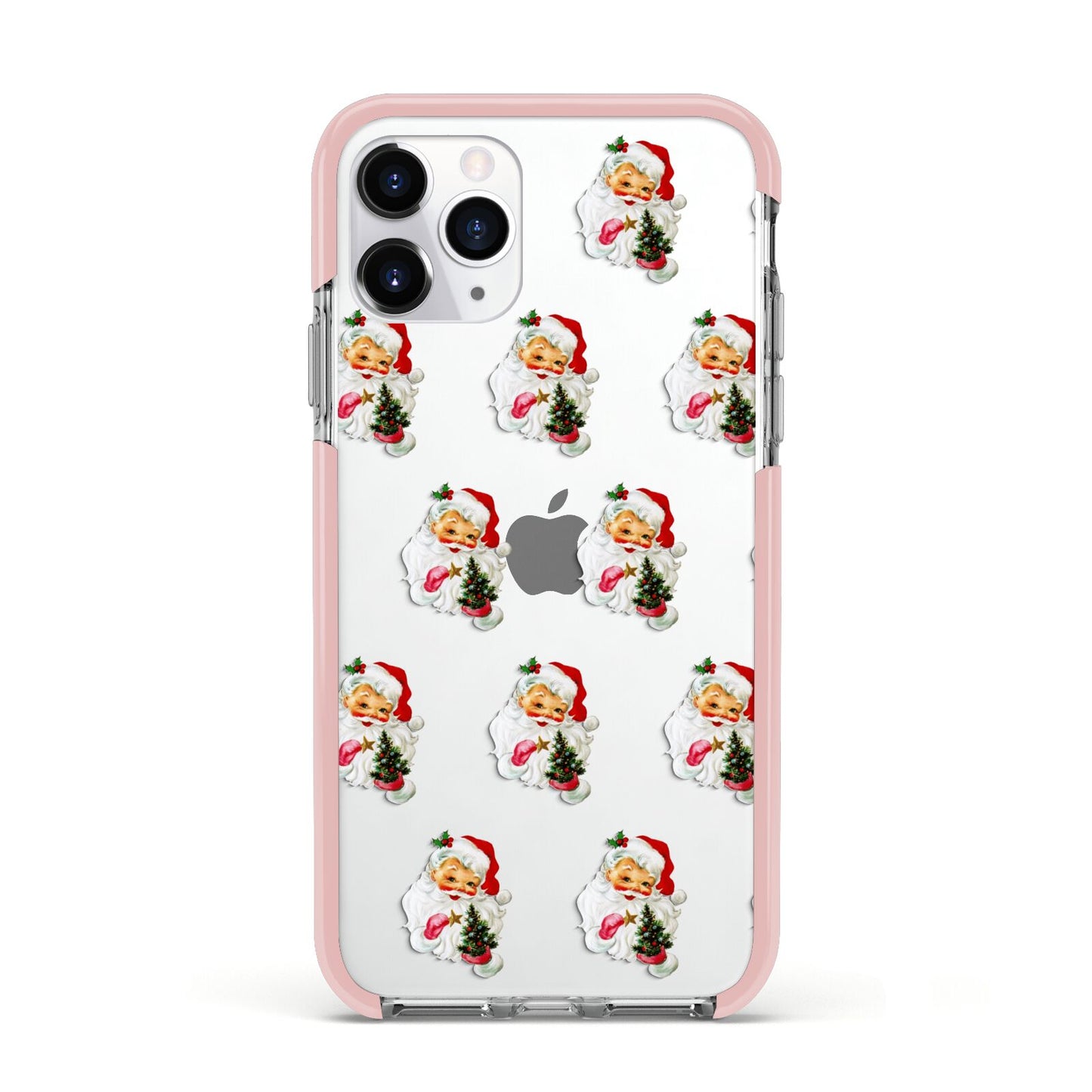 Retro Santa Face Apple iPhone 11 Pro in Silver with Pink Impact Case