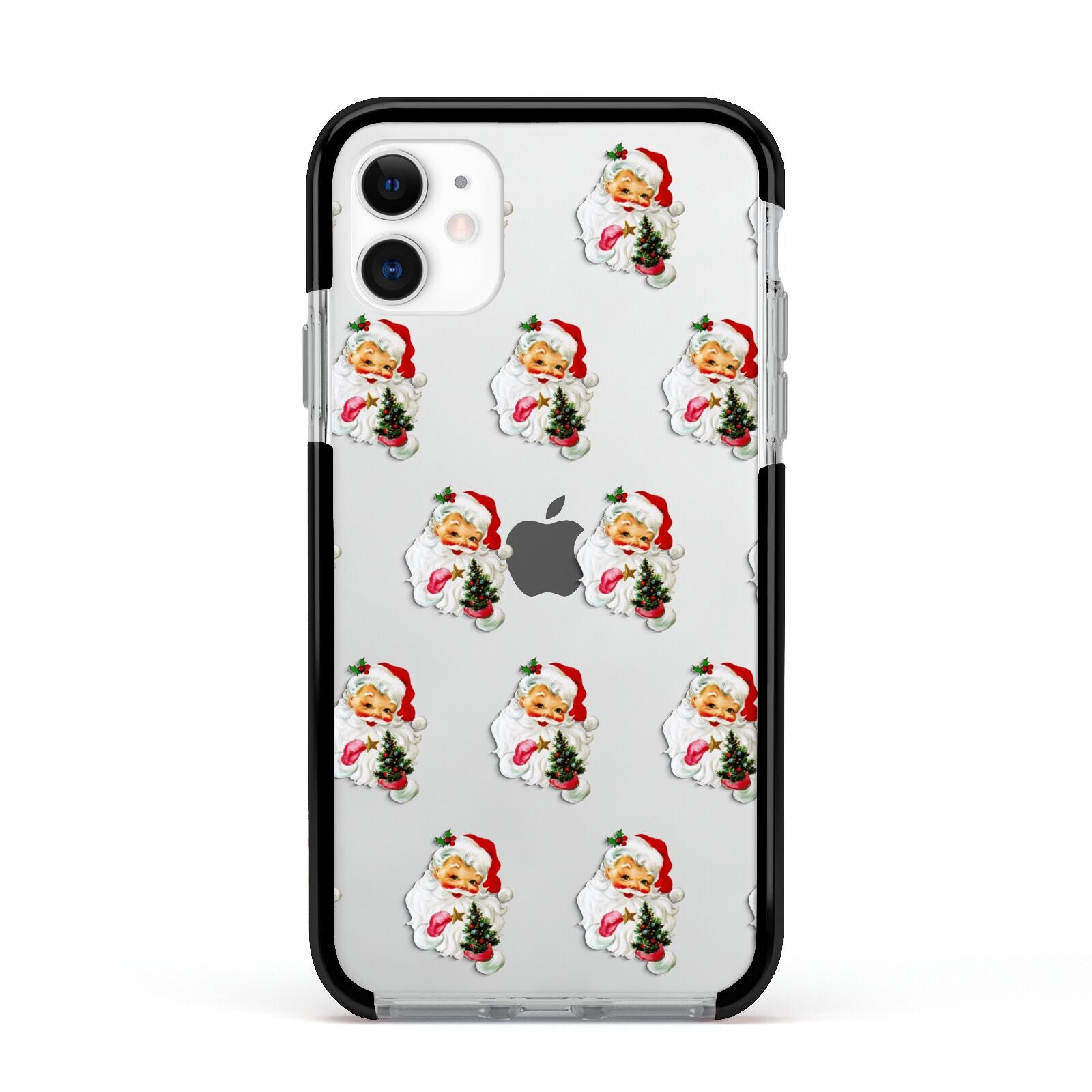 Retro Santa Face Apple iPhone 11 in White with Black Impact Case